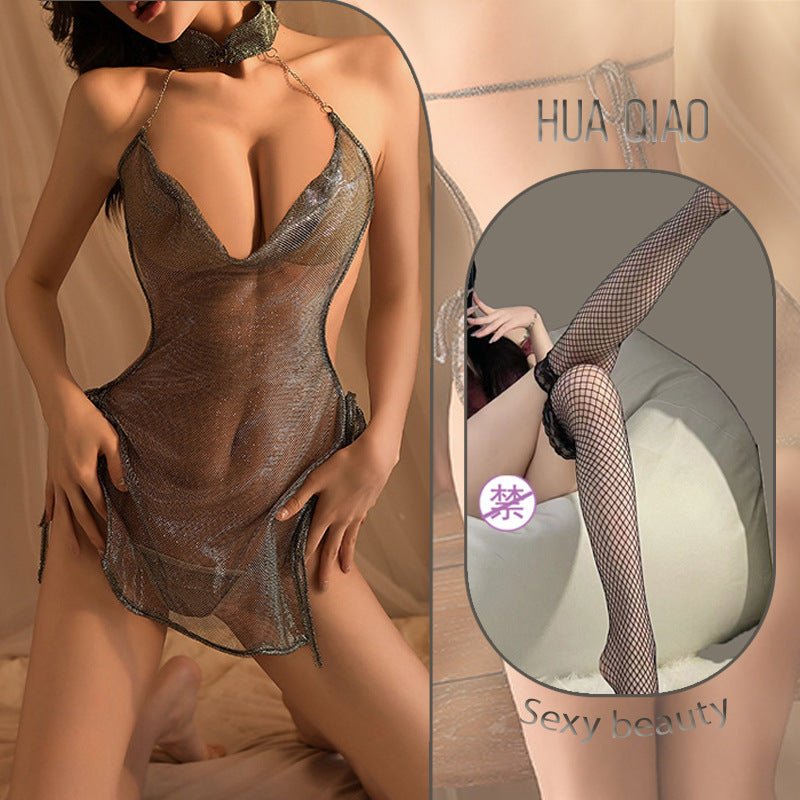 See - through flirting uniform sexy hot walk - away pajamas - BabyFansBabyFans