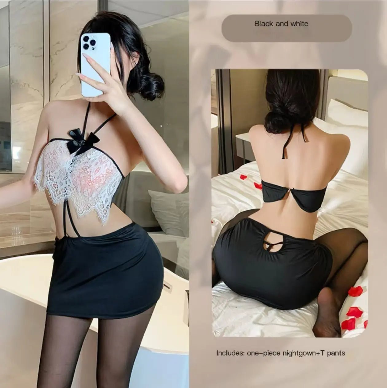 Sexy baring backpack hip pajama set - BabyFansBabyFans