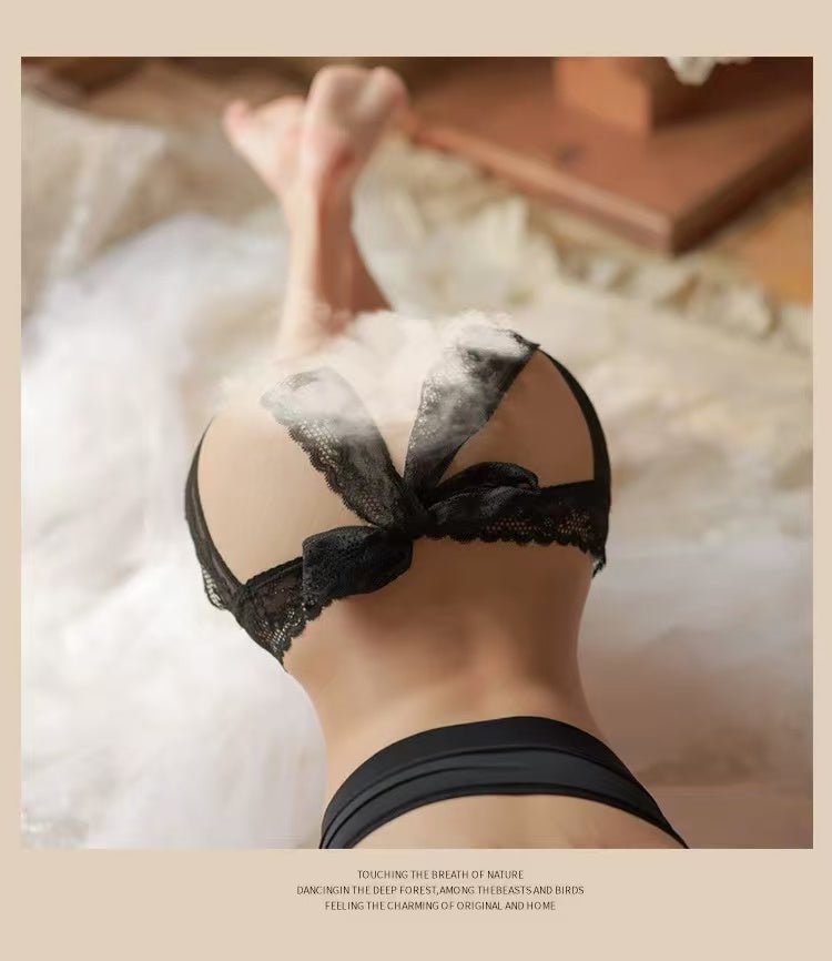 Sexy lace women's open cut low waist transparent non removable thong - BabyFansBabyFans