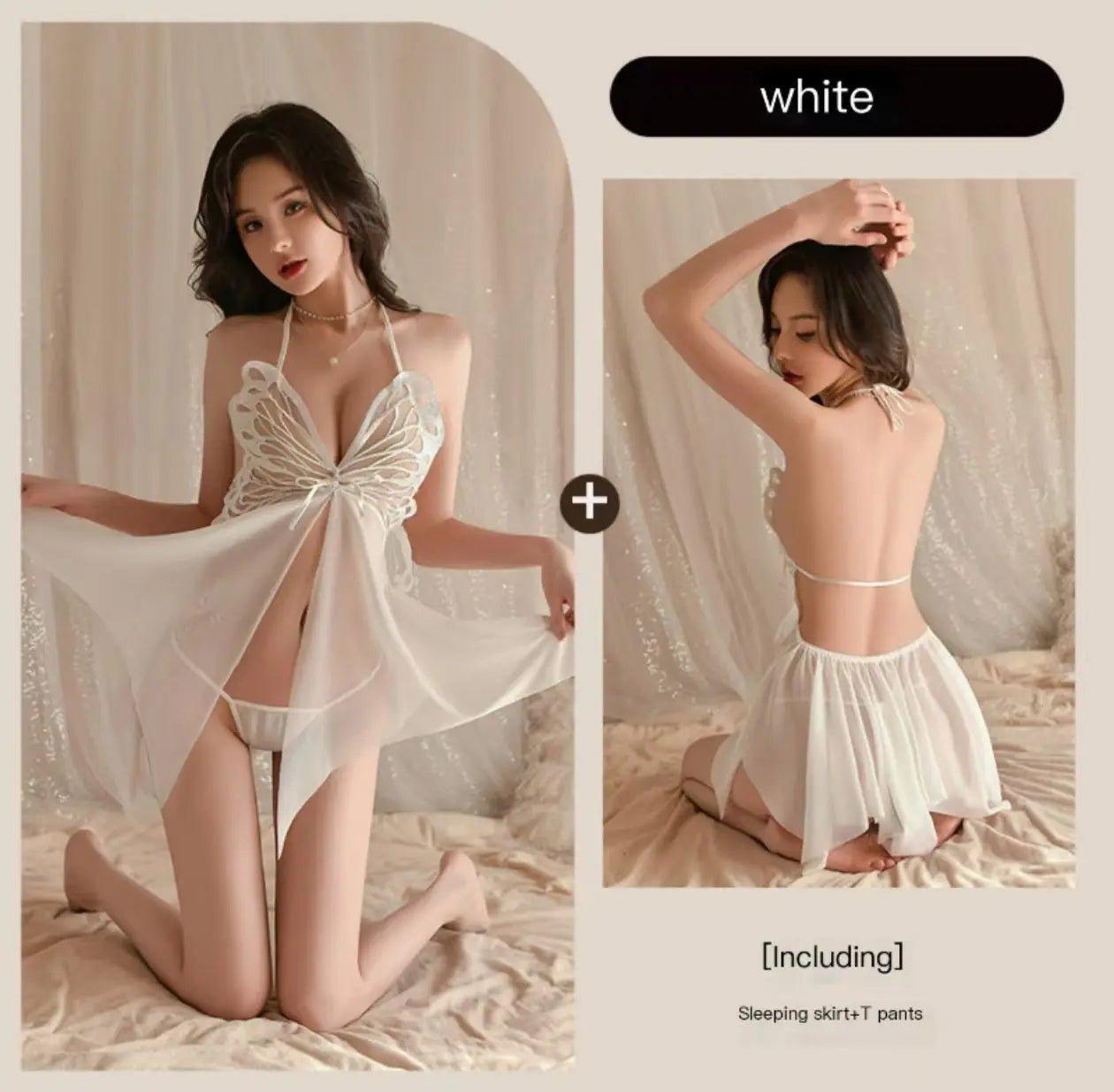 Sexy Pure Lust Nightdress Female Hot Butterfly Sheer Uniform Seduction Pajama Set - BabyFansBabyFans