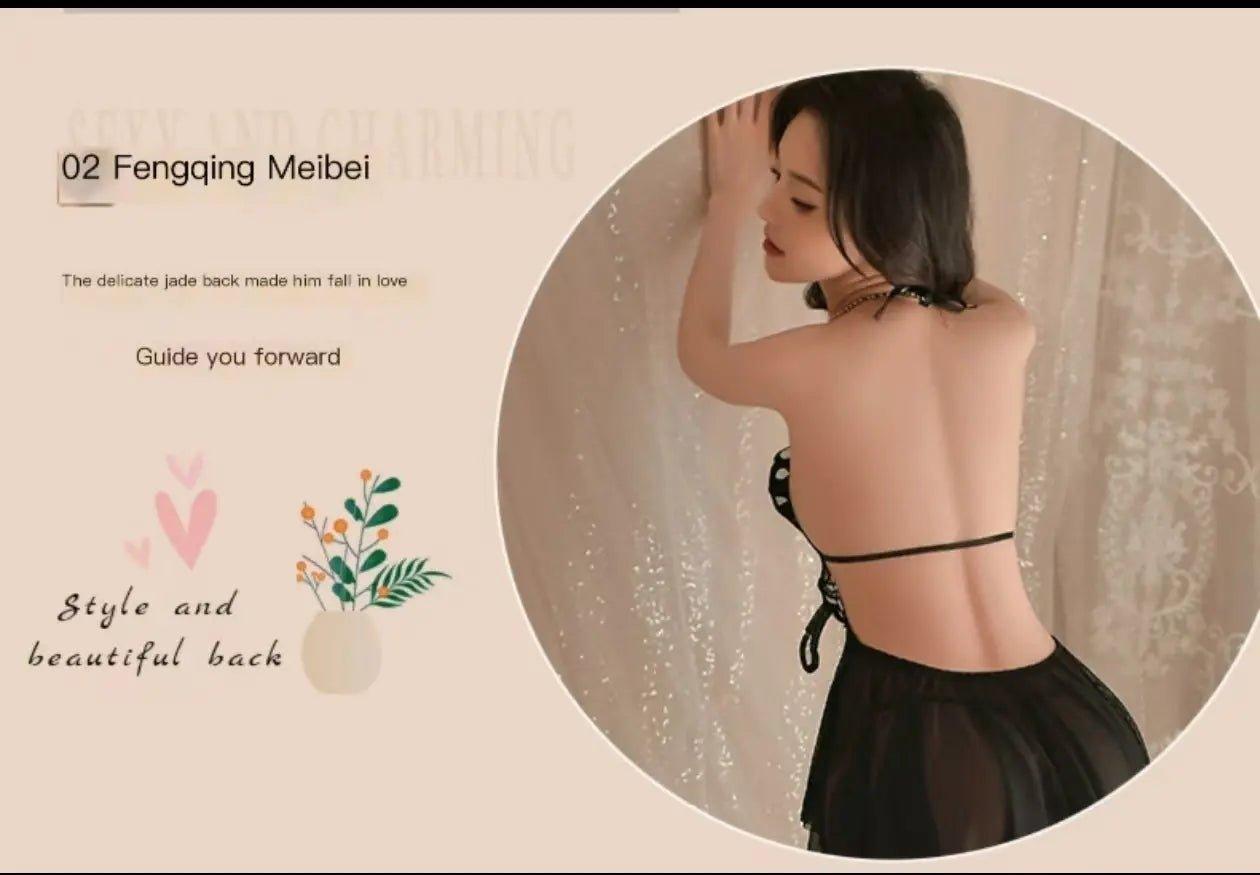 Sexy Pure Lust Nightdress Female Hot Butterfly Sheer Uniform Seduction Pajama Set - BabyFansBabyFans