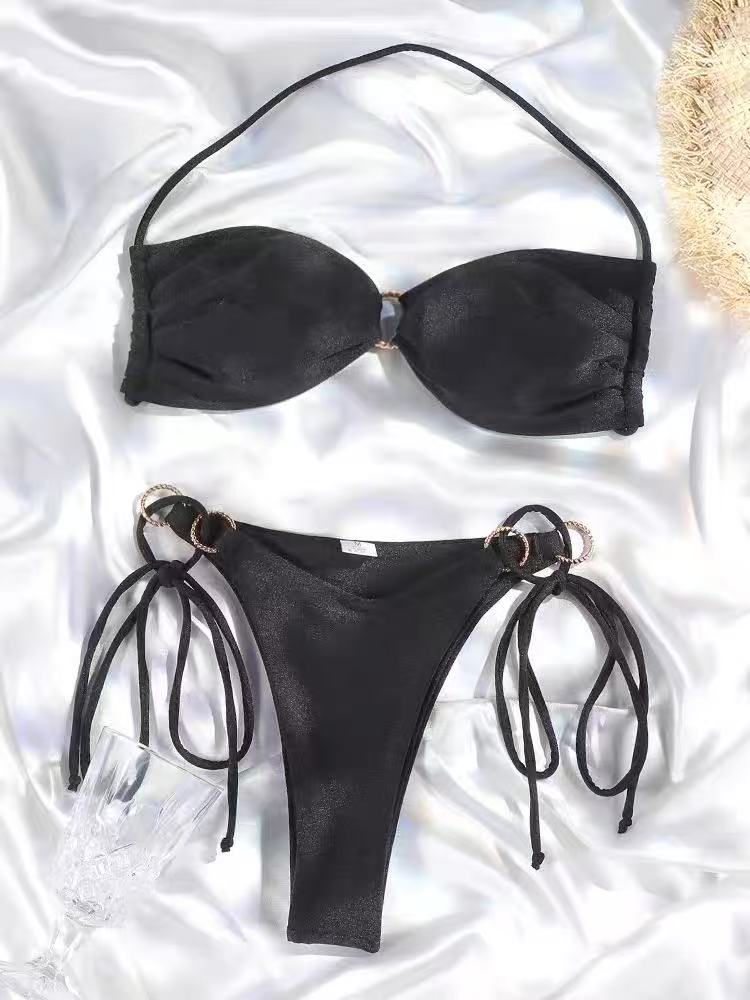 Swimwear Thongs Micro Bikini Pleated Swimsuit - BabyFansBabyFans