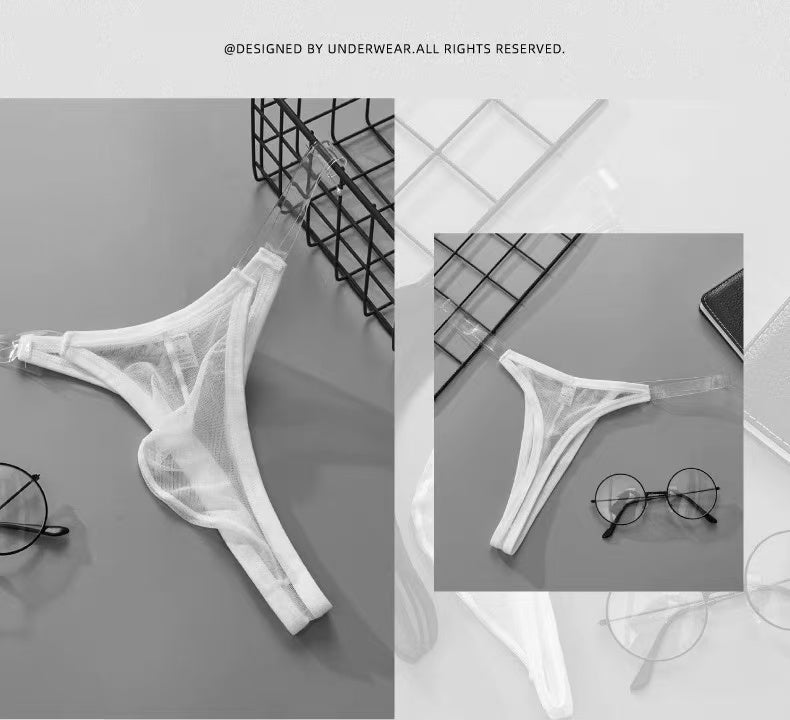 Transparent tape men's front convex sexy semi transparent T pants - BabyFansBabyFans
