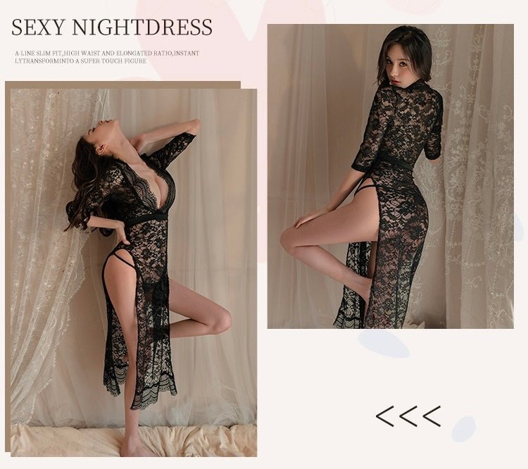 Black lace temptation, hot nightgown - BabyFansBabyFans