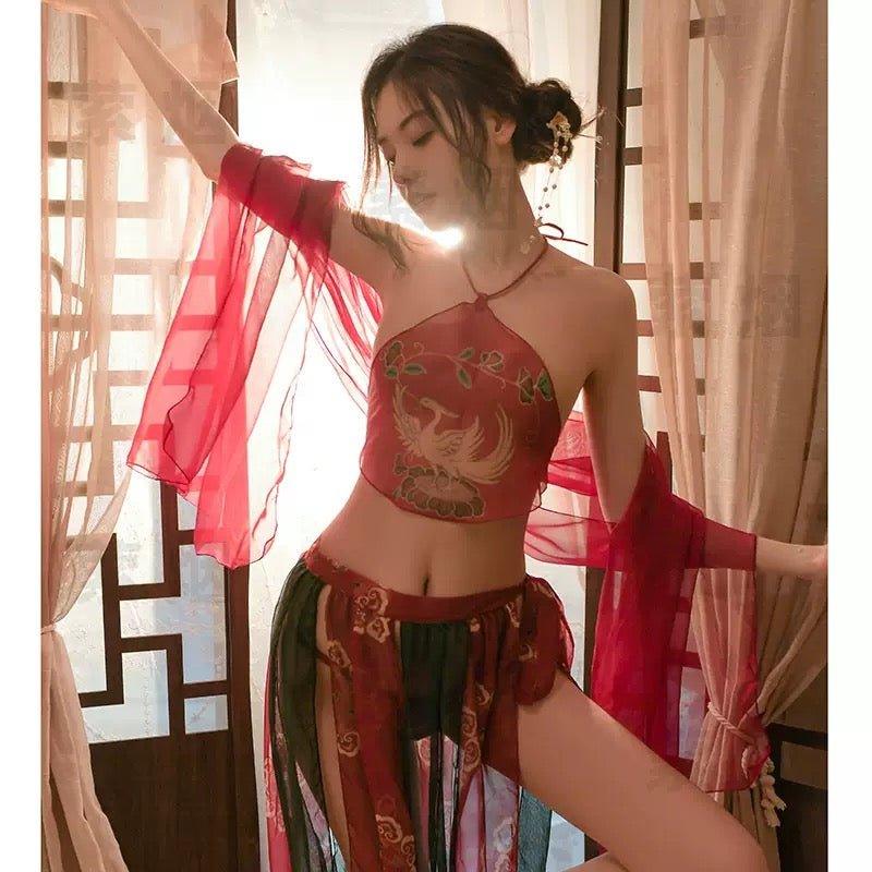 Dunhuang flying fairy, embroidered bellyband, ancient style, sexy uniform set - BabyFansBabyFans