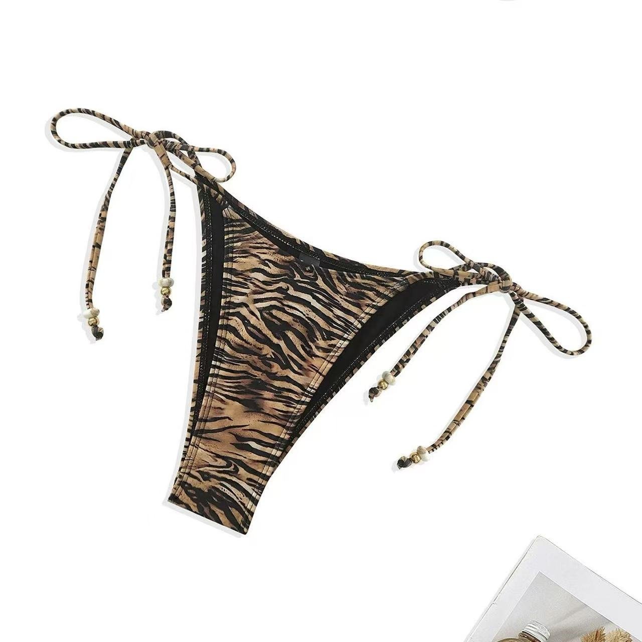Hot Girl Split Tiger Pattern Beach Vacation Sexy Bikini - BabyFansBabyFans