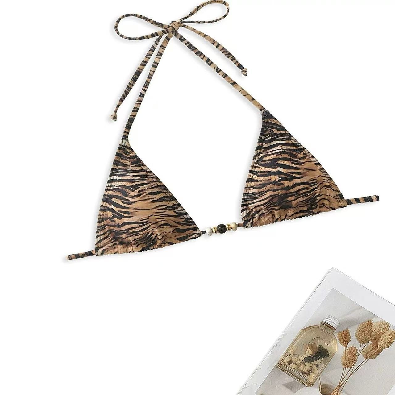 Hot Girl Split Tiger Pattern Beach Vacation Sexy Bikini - BabyFansBabyFans