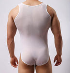 Men's sexy triangular mesh transparent jumpsuit - BabyFansBabyFans
