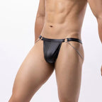 Men's sexy underwear, thong, patent leather chain - BabyFansBabyFans