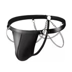Men's sexy underwear, thong, patent leather chain - BabyFansBabyFans