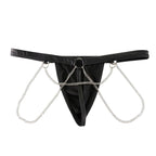 Men's sexy underwear, thong, patent leather chain - BabyFansBabyFans