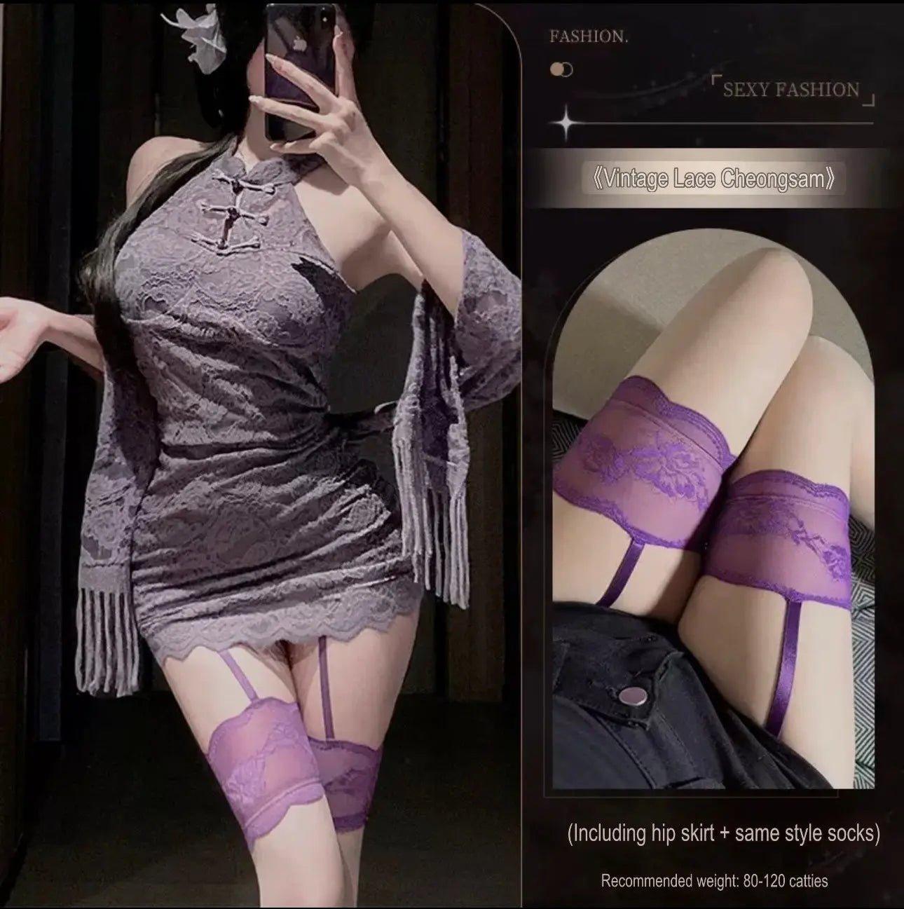 New Chinese style buttoned lace stand collar cheongsam - BabyFansBabyFans