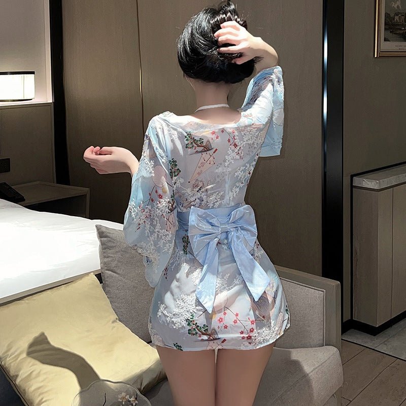 Printed Japanese style bow sexy women's Japanese pajamas - BabyFansBabyFans