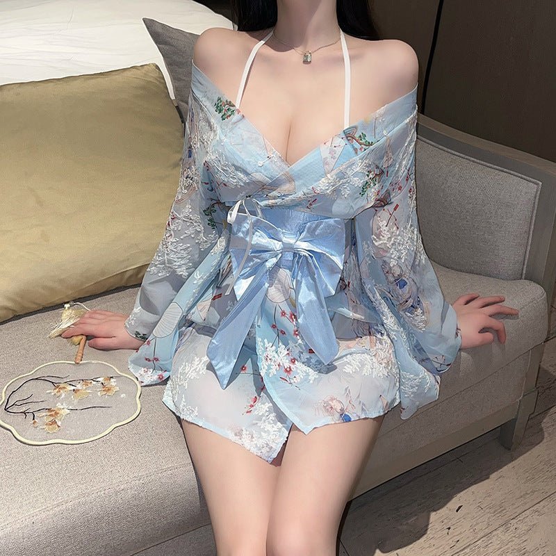 Printed Japanese style bow sexy women's Japanese pajamas - BabyFansBabyFans