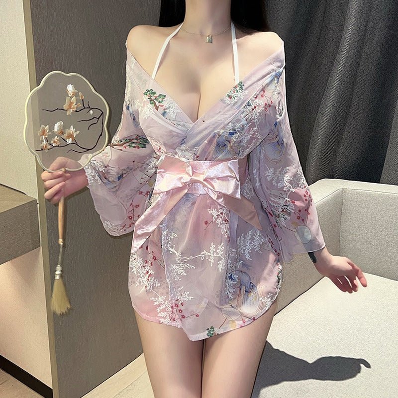 Printed Japanese style bow sexy women's Japanese pajamas - BabyFansBabyFans