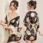 Printed kimono lace - up pajamas sexy seductive hot passion suit uniform - BabyFansBabyFans