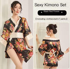 Printed kimono lace - up pajamas sexy seductive hot passion suit uniform - BabyFansBabyFans