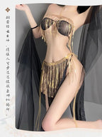 Sexy Exotic Dancer Tassel Sequined Slit Lace - Up Skirt - BabyFansBabyFans