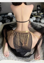 Sexy Exotic Dancer Tassel Sequined Slit Lace - Up Skirt - BabyFansBabyFans