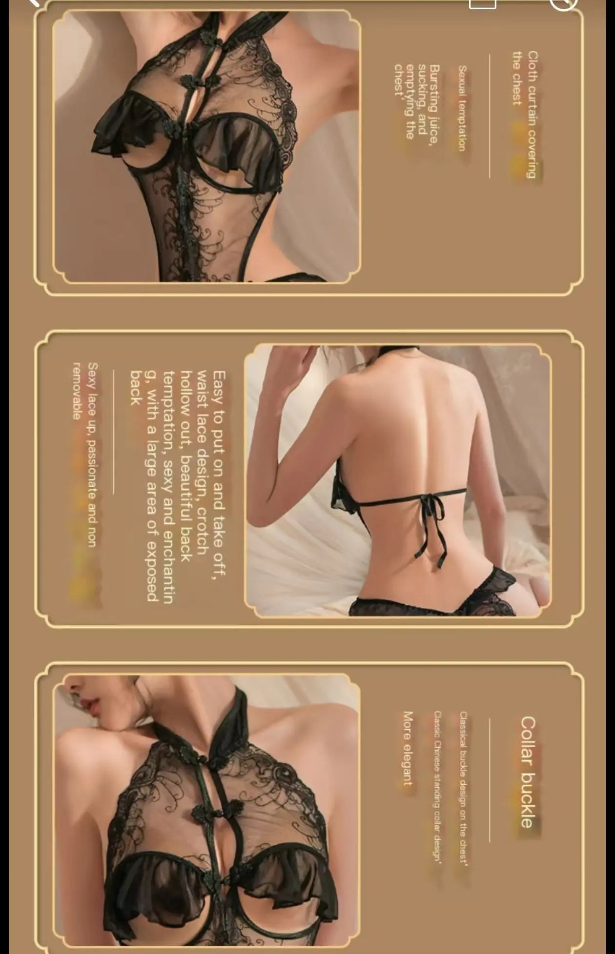 Sexy onesie women's pajamas lace seduction cheongsam - BabyFansBabyFans