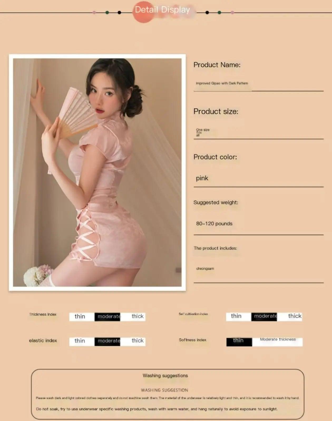 Vintage jacquard sexy classical cheongsam uniform seduction pajamas hot passion set - BabyFansBabyFans